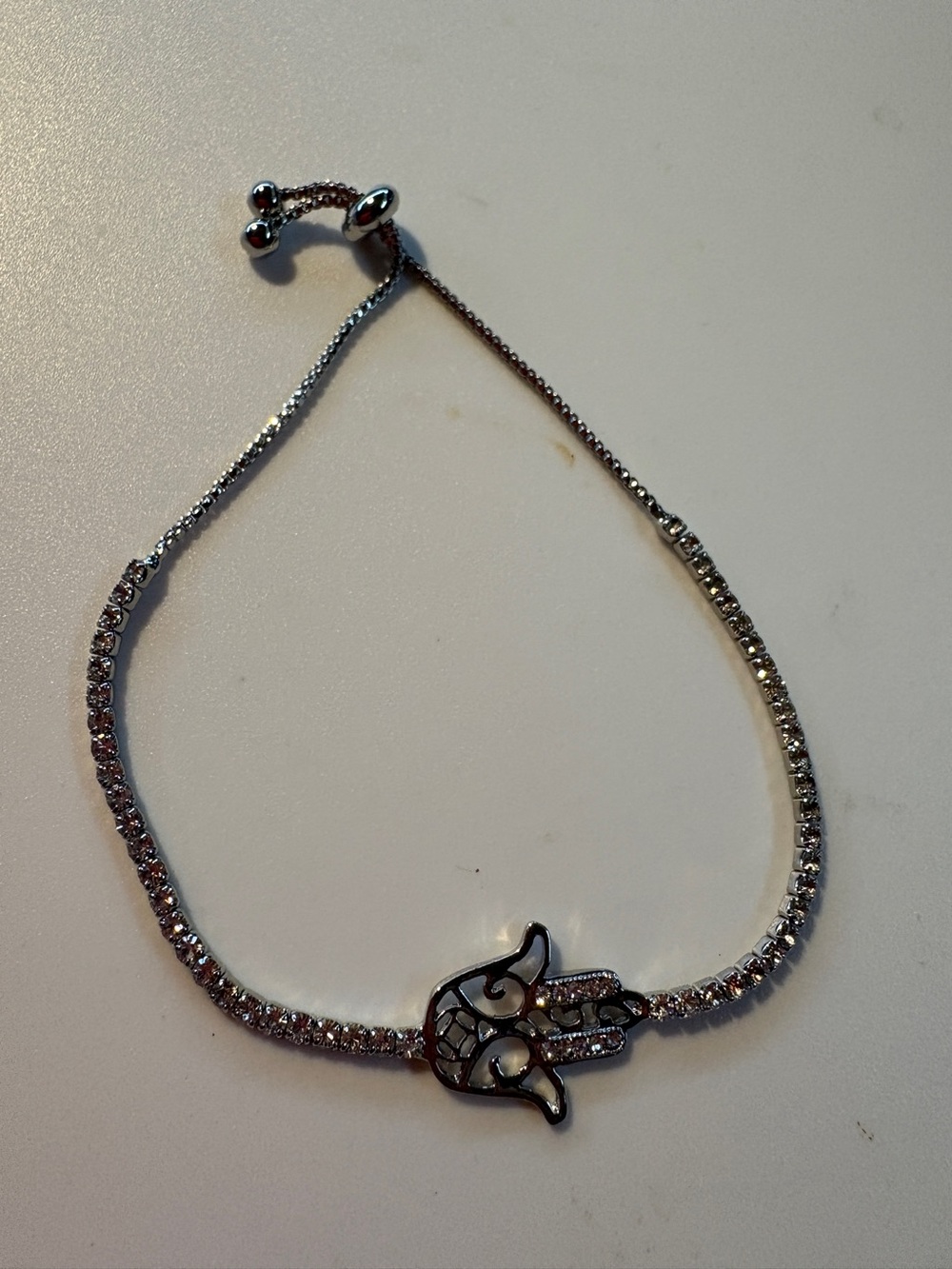 Silver Hamsa Hand Tennis Bracelet